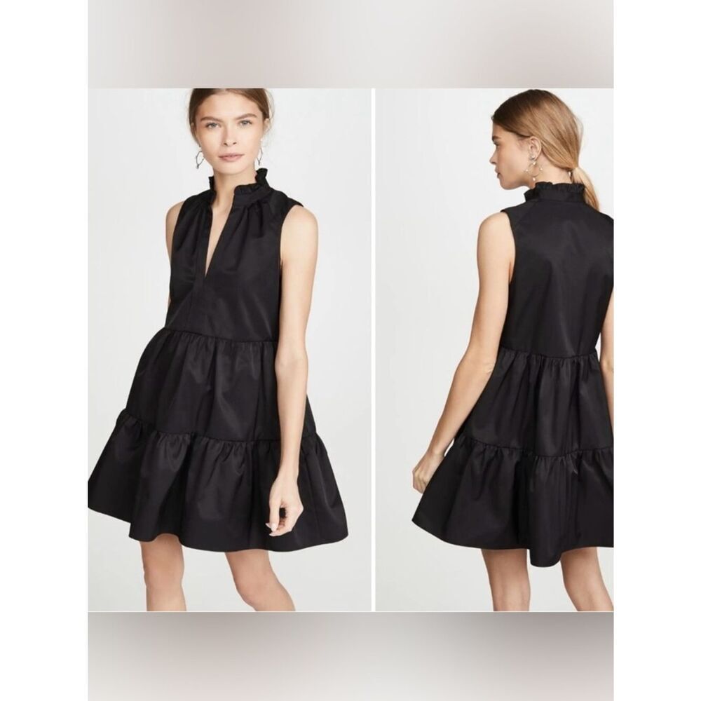 Amanda Uprichard Black Saffron Sleeveless Tiered Mini Dress